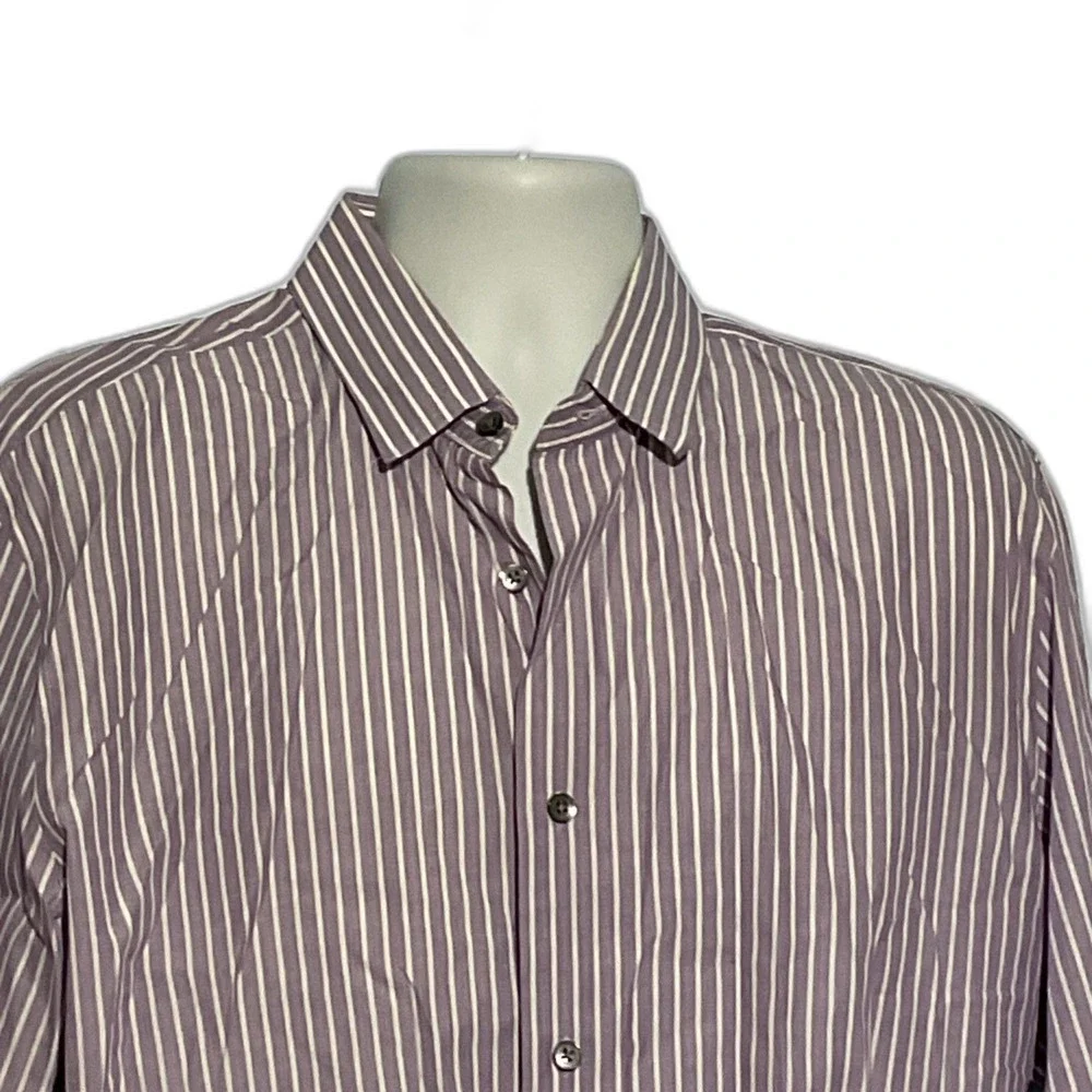 Express Purple Stripe Modern Fit XL Cotton Dress Shirt